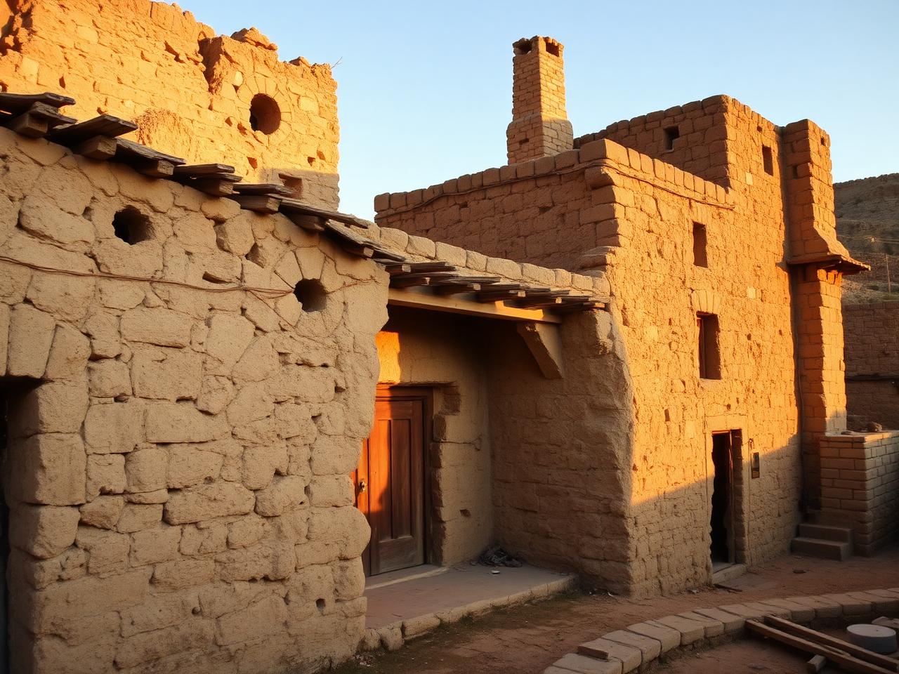 The original mud-brick wheat mill built by Qasem Al-Nimer at Ras Al-Ein