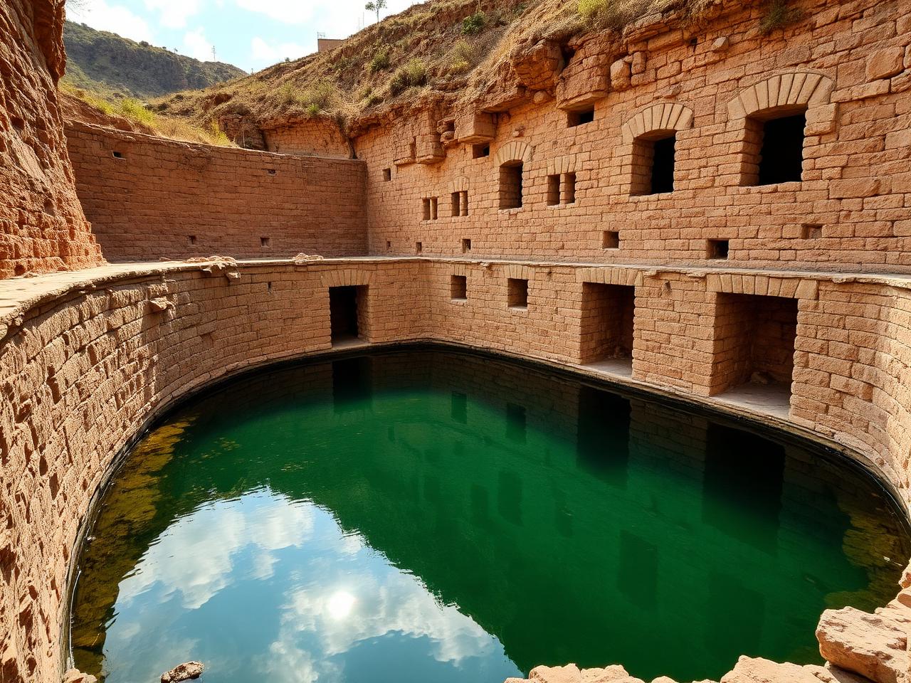 The ancient Roman reservoir pool excavated in the northern part of Fasayel